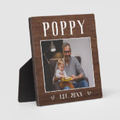 Rustic Persoonlijke foto van Poppy Grandpa Fotoplaat (Voorkant)