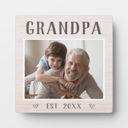 Rustic Persoonlijke opa foto Fotoplaat (Voorkant)