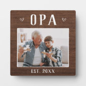 Rustic Persoonlijke Opa Grandpa Foto Fotoplaat (Voorkant)