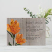 Rustic Peruvian Lily Wedding Invitations Kaart (Staand voorkant)