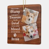 Rustic Pet Dog Memorial Keepslag 2 Foto Keramisch Ornament (Links)