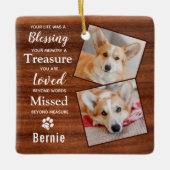 Rustic Pet Dog Memorial Keepslag 2 Foto Keramisch Ornament (Voorkant)
