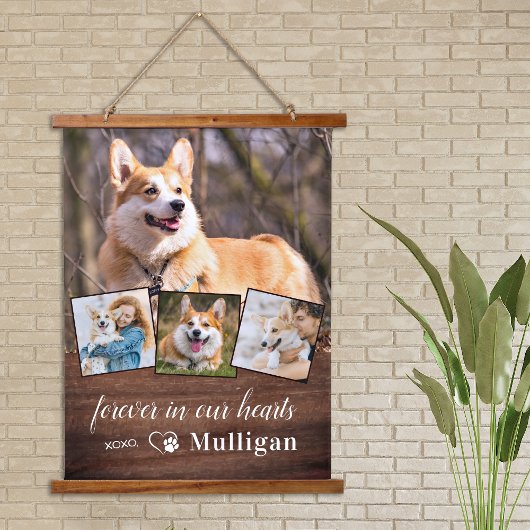 Rustic Pet Dog Memorial past 4 fotocollage aan Hangend Wandkleed