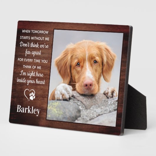 Rustic Pet Dog Memorial Personalized Herdenking Fotoplaat (Zijkant)