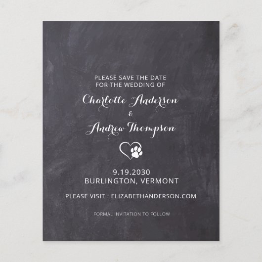 Rustic Pet Dog Photo Budget Weddenschap Save the D (Achterkant)