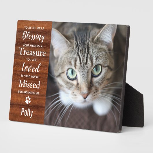 Rustic Pet Loss Cat Memorial Fotoplaat (Zijkant)