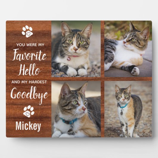 Rustic Pet Loss Cat Memorial Fotoplaat (Voorkant)