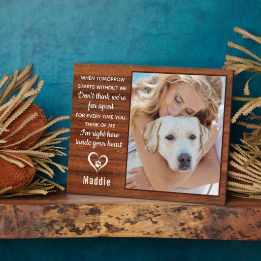 Rustic Pet Loss Keepomwille Dog Foto Pet Memorial Fotoplaat (Zijkant)