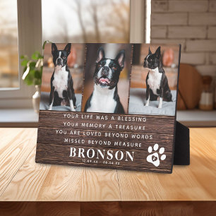 Rustic Pet Loss Memorial Quote & Photo Collage Fotoplaat