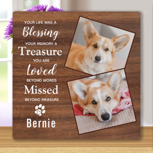 Rustic Pet Loss Personalized Photo Pet Memorial Fotoplaat