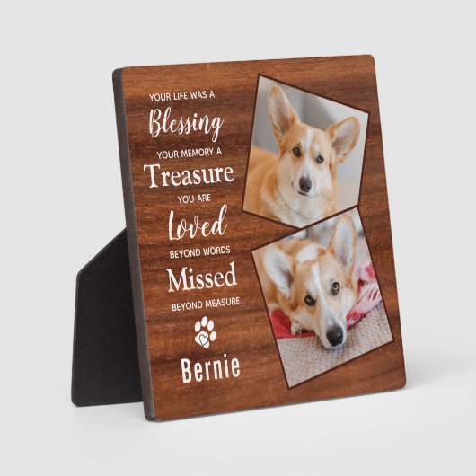 Rustic Pet Loss Personalized Photo Pet Memorial Fotoplaat (Voorkant)