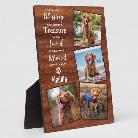 Rustic Pet Loss Photo Collage Pet Memorial Fotoplaat (Zijkant)