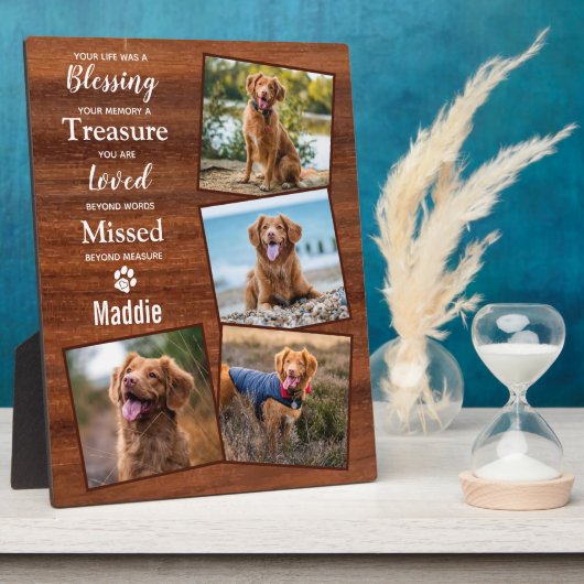 Rustic Pet Loss Photo Collage Pet Memorial Fotoplaat (Zijkant)