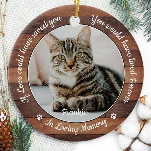 Rustic Pet Memorial Cat 2 Fotosympathie Keramisch Ornament