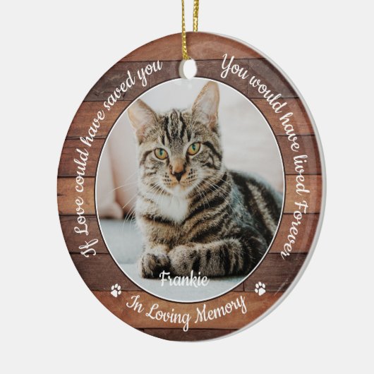 Rustic Pet Memorial Cat 2 Fotosympathie Keramisch Ornament (Links)