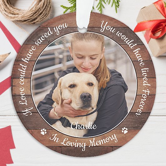 Rustic Pet Memorial Dog 2 Fotosympathie Ornament