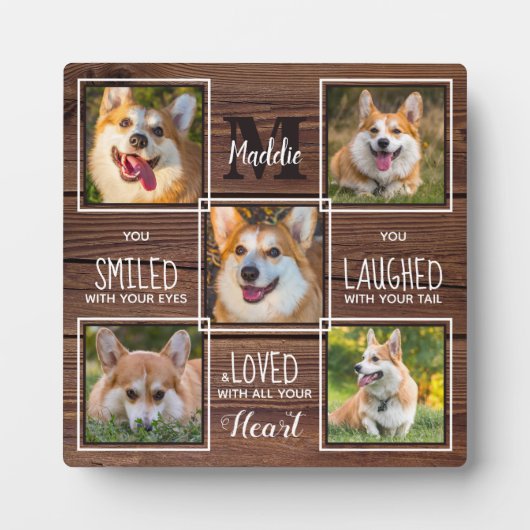 Rustic Pet Memorial Dog Loss Gift 5 Photo Collage Fotoplaat (Voorkant)