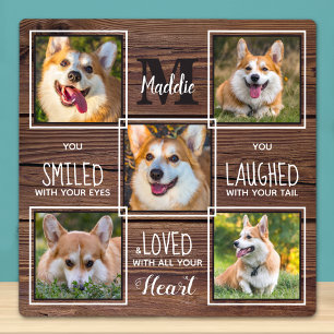 Rustic Pet Memorial Dog Loss Gift 5 Photo Collage Fotoplaat