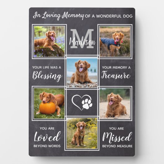 Rustic Pet Memorial Dog Loss Gift Unique 6 Photo Fotoplaat (voorkant)