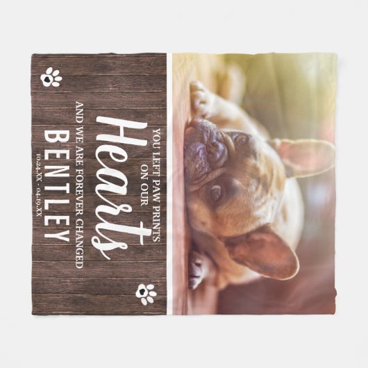 Rustic Pet Memorial Foto Fleece Deken (Voorkant (Horizontaal))