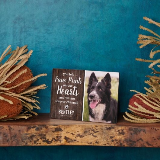 Rustic Pet Memorial | Foto Keepslag Fotoplaat (Zijkant)