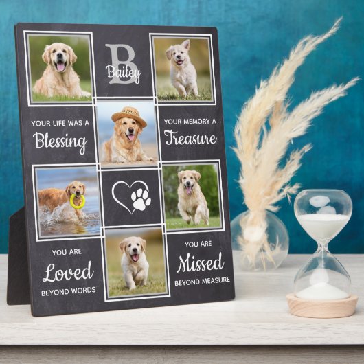 Rustic Pet Memorial Gift Personalized 6 Dog Foto Fotoplaat (Zijkant)