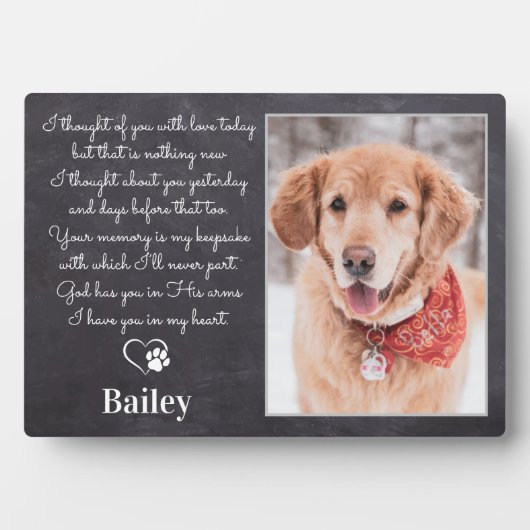 Rustic Pet Memorial Gift Sympathie Poem Dog Foto Fotoplaat (voorkant)