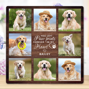 Rustic Pet Memorial Herdenking 8 Foto Collage Fotoplaat