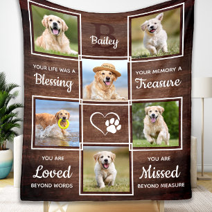 Rustic Pet Memorial Herdenking Uniek 6 Dog Foto Fleece Deken