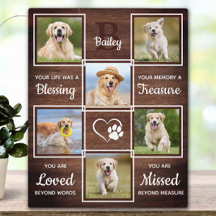 Rustic Pet Memorial Herdenking Uniek 6 Dog Foto Fotoplaat