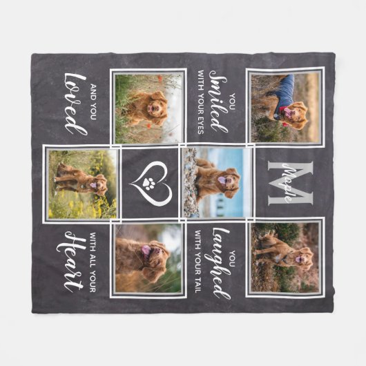 Rustic Pet Memorial Keepomwille Photo Collage Fleece Deken (Voorkant (Horizontaal))
