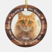 Rustic Pet Memorial Paw Prints Cat Dog 2 Foto Keramisch Ornament (Voorkant)