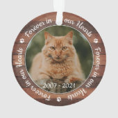 Rustic Pet Memorial Paw Prints Cat Dog 2 Foto Ornament (achterkant)