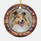 Rustic Pet Memorial Paw Prints Dog Cat 2 Foto Keramisch Ornament (Voorkant)