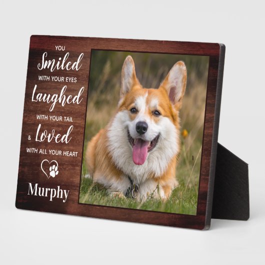 Rustic Pet Memorial Personalized Dog Loss Photo Fotoplaat (Zijkant)