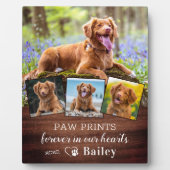 Rustic Pet Memorial Persoonlijk 4 Foto Dog Fotoplaat (Voorkant)