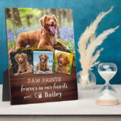 Rustic Pet Memorial Persoonlijk 4 Foto Dog Fotoplaat (Zijkant)