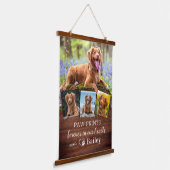 Rustic Pet Memorial Persoonlijk 4 Foto Dog Hangend Wandkleed (Gebogen)