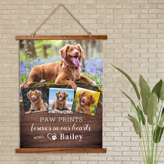 Rustic Pet Memorial Persoonlijk 4 Foto Dog Hangend Wandkleed