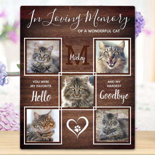 Rustic Pet Memorial - Persoonlijk 5 Cat Foto Fotoplaat