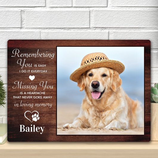 Rustic Pet Memorial Persoonlijke sympathie Dog Los Fotoplaat
