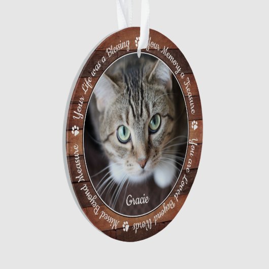 Rustic Pet Memorial Pet Loss Keepomwille Cat Foto Ornament (voorkant)