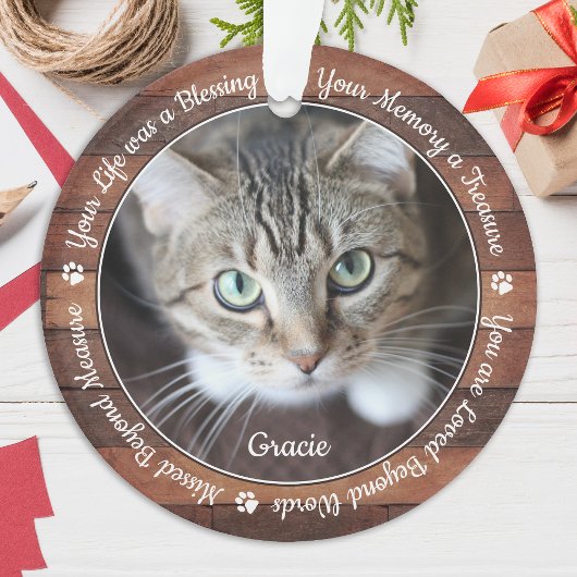 Rustic Pet Memorial Pet Loss Keepomwille Cat Foto Ornament