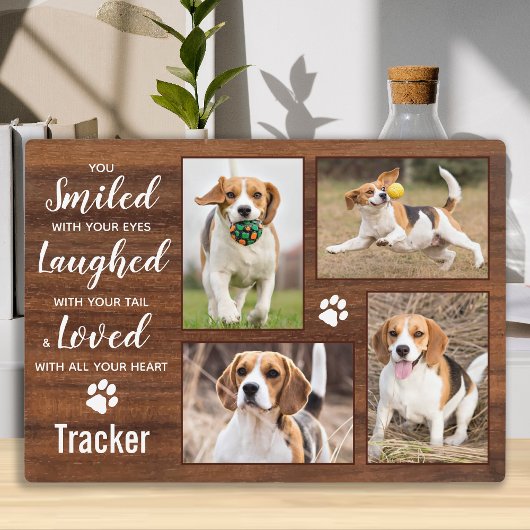 Rustic Pet Memorial Photo Collage Fotoplaat