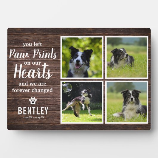 Rustic Pet Memorial Photo Collage Keepomwille Plaq Fotoplaat (voorkant)