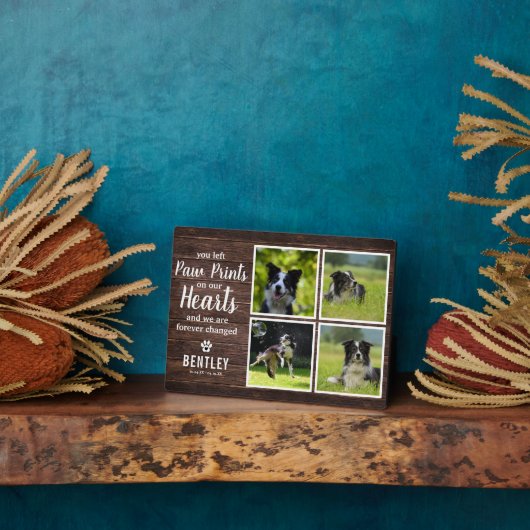 Rustic Pet Memorial Photo Collage Keepomwille Plaq Fotoplaat (Zijkant)