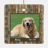 Rustic Pet Memorial Wood Texture Photo Keramisch Ornament (Achterkant)