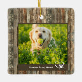 Rustic Pet Memorial Wood Texture Photo Keramisch Ornament (Voorkant)