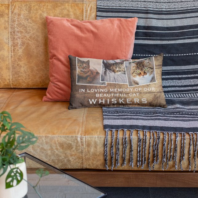 Rustic Pet Modern Photo Collage Cat/Dog Memorial Accent Kussen (Creator heeft geüpload)