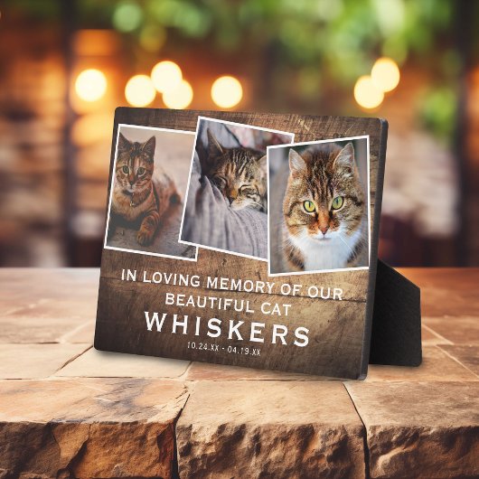 Rustic Pet Modern Photo Collage Cat/Dog Memorial Fotoplaat